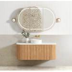 Bondi Fluted Woodland Oak Wall Hung Curve Vanity 1200 Cabinet Only